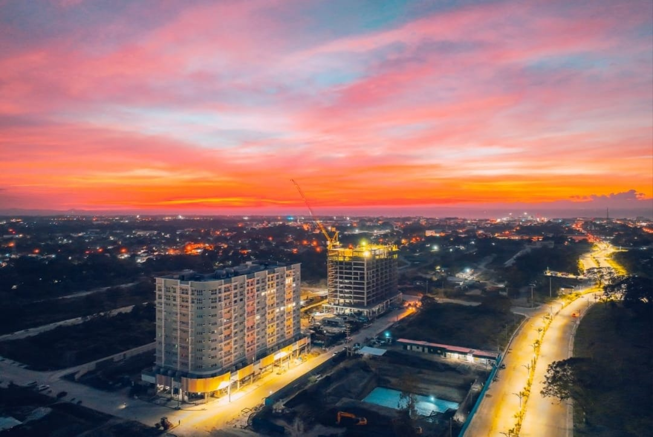 MegaWorld Aerial City View at Sunset